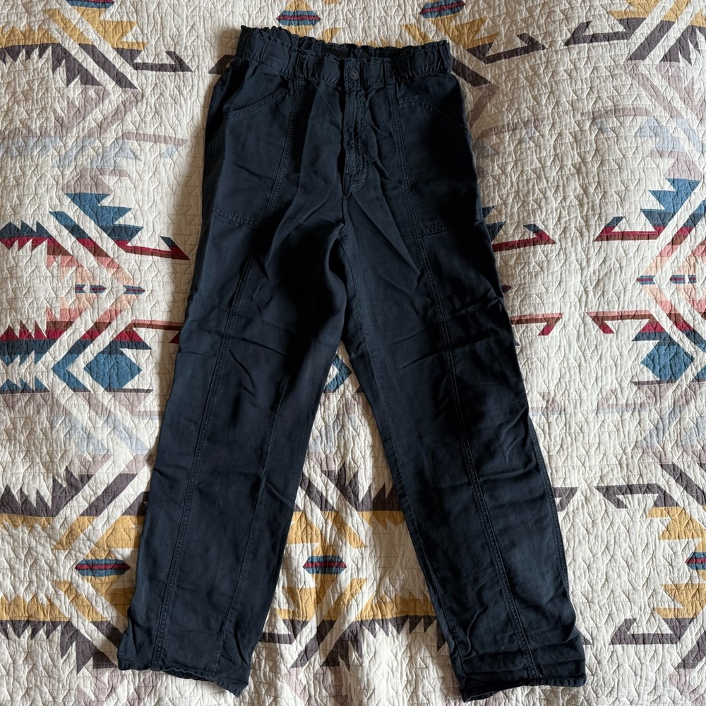 MOTHER The Springy Ankle Pants in Black Size 28 Linen cotton lyocell blend